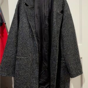 Ag Adriano Goldschmied Gray Herringbone Trench Coat